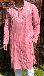 Load image into Gallery viewer, Men's Lucknowi Handcrafted Cotton Chikankari Kurta - HONC03352400