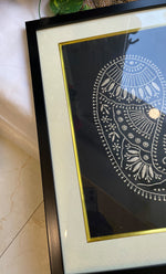 将图像加载到图库查看器中， Premium Chikankari Art Wall Frame – Black &amp; Gold (15 x 11 Inch) - HONC0269467
