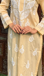 Load image into Gallery viewer, Women&#39;s Lakhnavi Handcrafted Cotton Chikankari Kurti - HONC0234270
