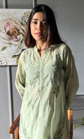 Rashida Women's Lakhnavi Handcrafted Muslin Chikankari Kurta And Pant Set - HONC0300573