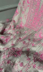 Load image into Gallery viewer, Women&#39;s Lakhnavi Handcrafted Pure Organza Chikankari Unstitched Kurta And Dupatta Set- HONC0294919
