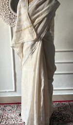 Load image into Gallery viewer, Women's Lakhnavi Handcrafted Tissue Chanderi Chikankari Saree - HONC0350401