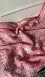 Load image into Gallery viewer, Eshani Women's Lucknowi Handcrafted Pure Organza Silk Chikankari Semi- stitched Anarkali Dupatta Set- HONC0362217