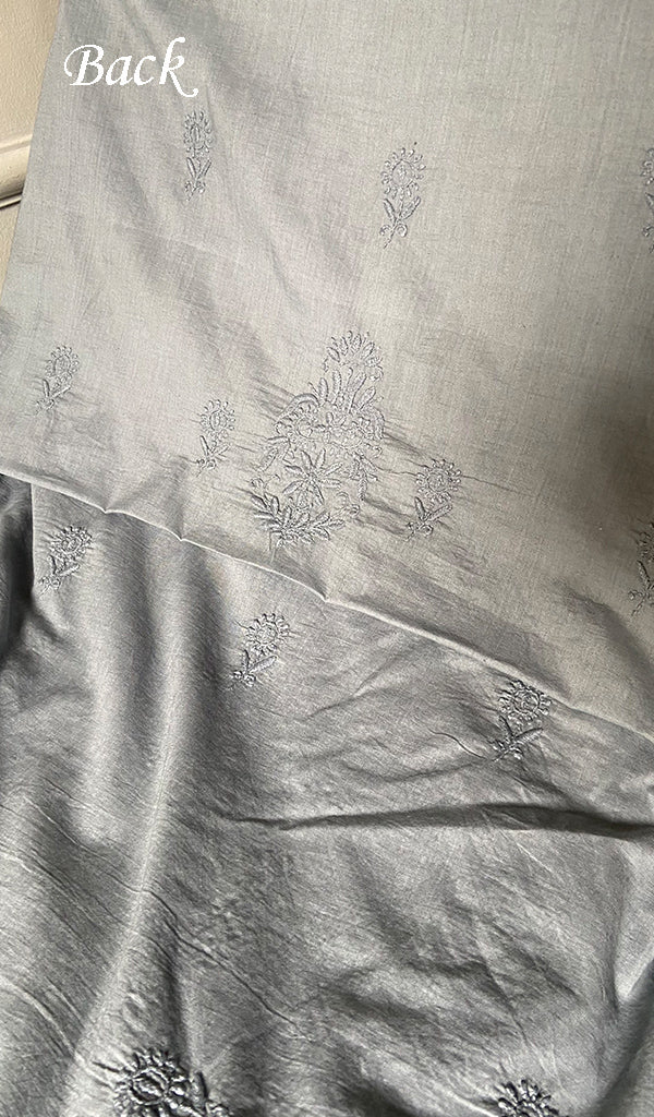Women's Lakhnavi Handcrafted Unstitched Cotton Chikankari Kurta Dupatta Set - HONC0362877
