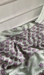 Load image into Gallery viewer, Women's Lakhnavi Handcrafted Unstitched Mul Chanderi Kurta And Dupatta Set - HONC0324066