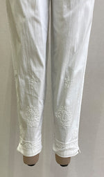 Load image into Gallery viewer, Women&#39;s Lakhnavi Handcrafted Cotton Chikankari Pant - HONC0166241
