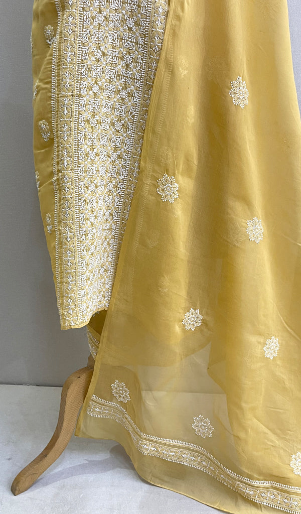 Women's Lakhnavi Handcrafted Cotton Chikankari Suit Material - HONC0180302