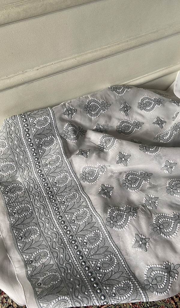 Women's Lakhnavi Handcrafted Unstitched Cotton Chikankari Suit Material - HONC0367459