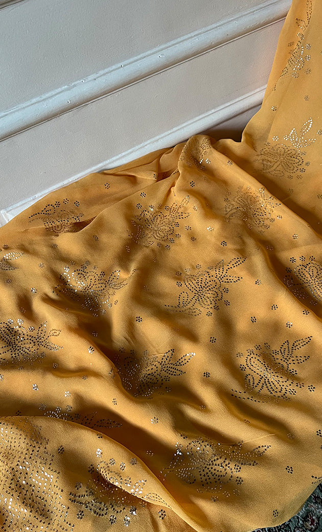 Women's Lucknowi Handcrafted Viscose Georgette Unstitched Chikankari Suit Material - HONC0336843