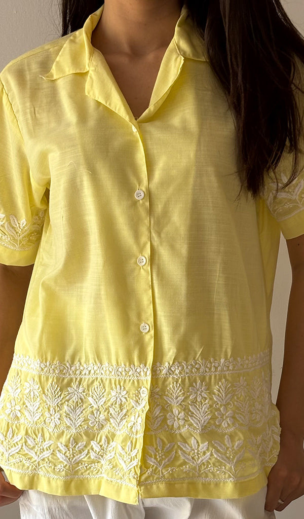 Women's Lakhnavi Handcrafted Cotton Chikankari Top - HONC0376839