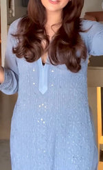 将图像加载到图库查看器中， Women&#39;s Lakhnavi Handcrafted Viscose Georgette Chikankari Kurti- HONC0268917
