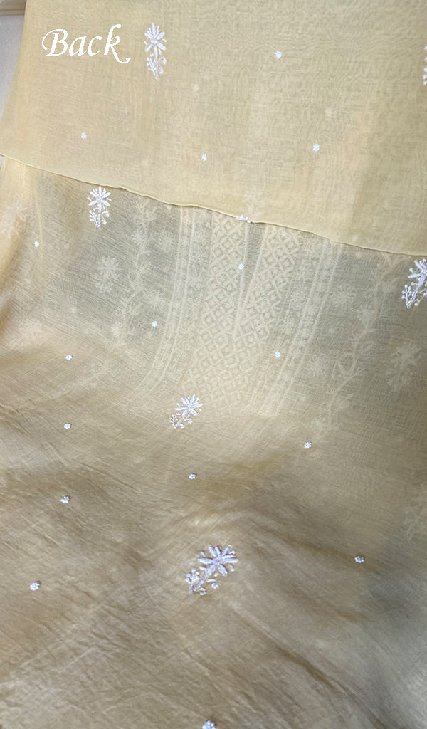 Women's Lakhnavi Handcrafted Unstitched Mul Chanderi Kurta And Dupatta Set - HONC0343241