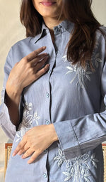 Load image into Gallery viewer, Women&#39;s Lucknowi Handcrafted Slub Cotton Chikankari Top - HONC0299099
