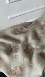 Load image into Gallery viewer, Women's Lakhnavi Handcrafted Pure Organza Chikankari Unstitched Kurta And Dupatta Set - HONC0352105