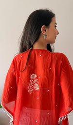 将图像加载到图库查看器中， Pragya Women's Lucknowi Handcrafted Mul chanderi Chikankari Kaftan - HONC0459878