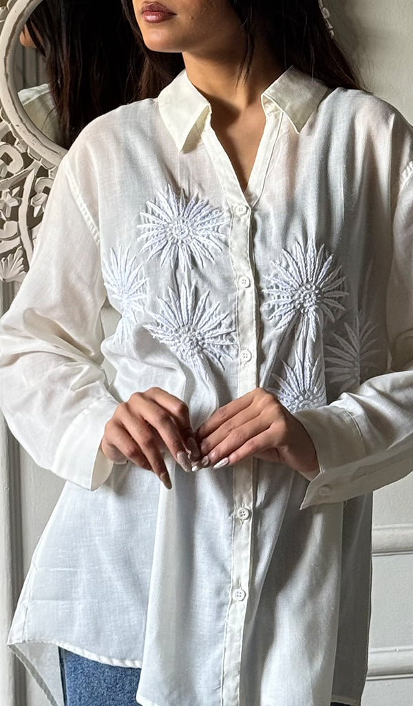 Women's Lakhnavi Handcrafted Cotton Chikankari Top - HONC0344680