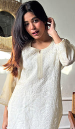 Load image into Gallery viewer, Women's Lakhnavi Handcrafted Cotton Chikankari Kurti - HONC0356935