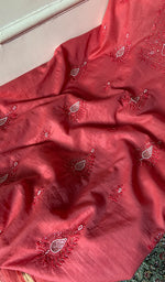 Load image into Gallery viewer, Women's Lakhnavi Handcrafted Mul Chanderi Unstitched Chikankari Full Suit Material - HONC0300851