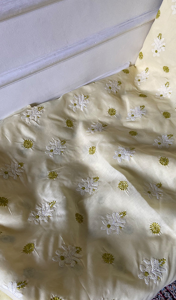 Women's Lakhnavi Handcrafted Unstitched Cotton Chikankari Suit Material - HONC0351040