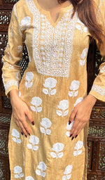 Load image into Gallery viewer, Women&#39;s Lucknowi Handcrafted Cotton Chikankari Kurti - HONC0234193
