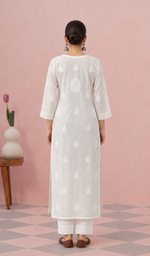 Pakeezah Women's Lucknowi Handcrafted Cotton Chikankari Kurti - HONC0229702