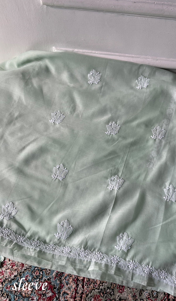 Women's Lakhnavi Handcrafted Cotton Unstitched Chikankari Suit Material - HONC0374492