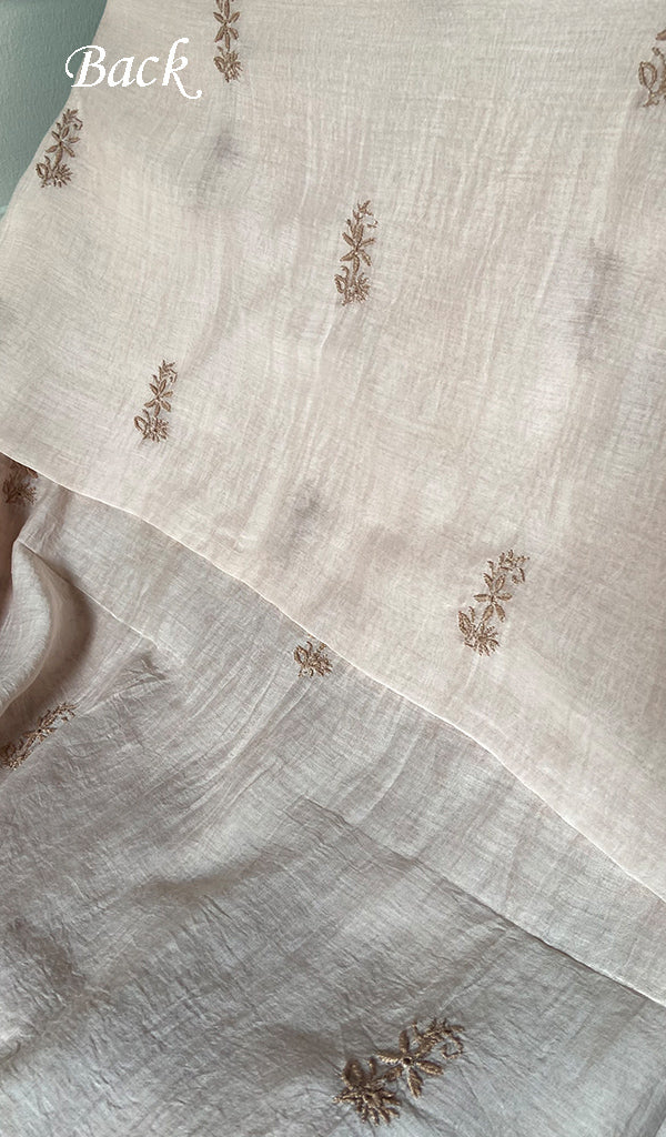 Women's Lakhnavi Handcrafted Mul Chanderi Unstitched Chikankari Full Suit - HONC0334730
