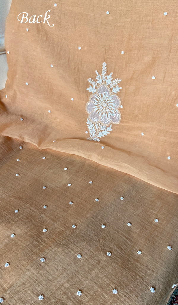 Jazba Women's Lakhnavi Handcrafted Mul Chanderi Unstitched Kurta And Dupatta Set - HONC0339838