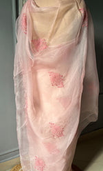 Load image into Gallery viewer, Women&#39;s Lucknowi Handcrafted Pure Organza Silk Chikankari Saree - HONC0294646
