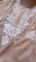 Load image into Gallery viewer, Fariah Women&#39;s Lucknowi Handcrafted Mul Chanderi Chikankari Kurti - HONC0243550
