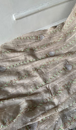 Load image into Gallery viewer, Women's Lucknowi Handcrafted Mul Chanderi Semi - stitched Chikankari Anarkali Full Set - HONC0371981