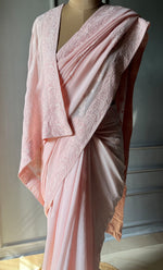 Load image into Gallery viewer, Women&#39;s Lakhnavi Handcrafted Viscose Georgette Chikankari Saree - HONC0301798
