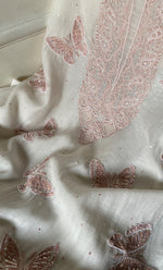 将图像加载到图库查看器中， Women&#39;s Lakhnavi Handcrafted Mul Chanderi Unstitched Kurta And Dupatta Set - HONC0302247
