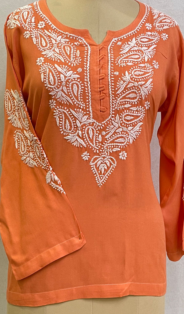 Women's Lucknowi Handcrafted Modal Cotton Chikankari Top - HONC0148503