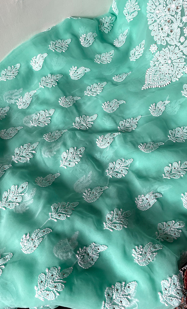 Women's Lucknowi Handcrafted Faux-Georgette Chikankari Suit Material - HONC0263069