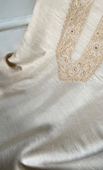 Load image into Gallery viewer, Lucknowi Handcrafted Munga Silk Chikankari Unstitched Men&#39;s Kurta Fabric - HONC0314524
