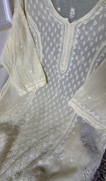 Load image into Gallery viewer, Women's Lakhnavi Handcrafted Mul Chanderi Semi - Stitchd Kurta And Dupatta Set - HONC0322125