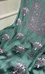 将图像加载到图库查看器中， Women&#39;s Lakhnavi Handcrafted Mul Chanderi Unstitched Kurta And Dupatta Set - HONC0302233
