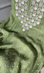Load image into Gallery viewer, Jazba Women&#39;s Lakhnavi Handcrafted Mul Chanderi UnStitched Kurta And Dupatta Set - HONC0301690
