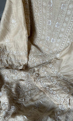Load image into Gallery viewer, Women&#39;s Lakhnavi Handcrafted Munga Silk Semi - Stitched Chikankari Anarkali And Dupatta Set- HONC0262518
