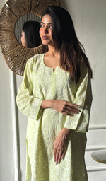 Load image into Gallery viewer, Women's Lakhnavi Handcrafted Cotton Chikankari Kurti - HONC0352380