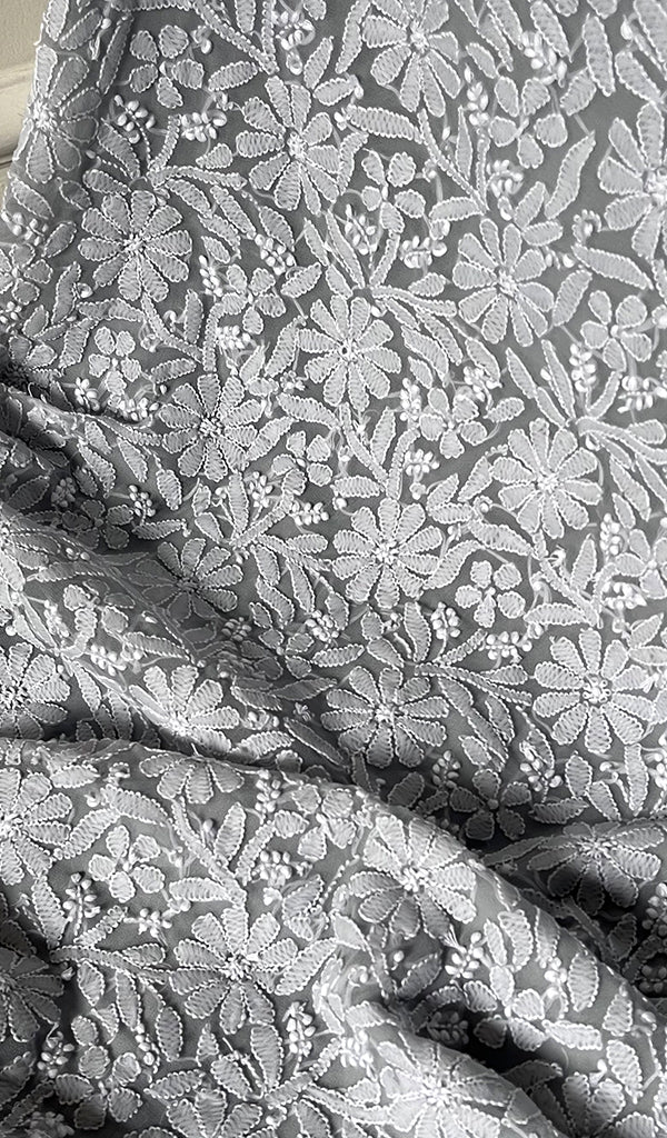 Women's Lucknowi Handcrafted Faux-Georgette Chikankari Suit Material - HONC0263417