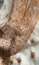 Load image into Gallery viewer, Women&#39;s Lakhnavi Handcrafted Pure Organza Chikankari Unstitched Kurta And Dupatta Set- HONC0305187
