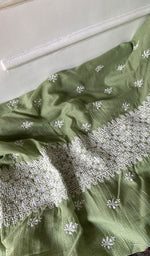 Load image into Gallery viewer, Women's Lucknowi Handcrafted Kota Cotton Chikankari Unstitched Kurta And Dupatta Set - HONC0340088