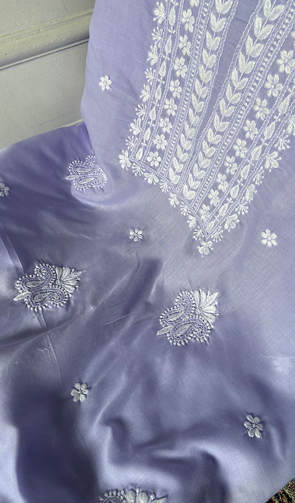 Women's Lakhnavi Handcrafted Cotton Chikankari Unstitched Kurti Fabric - HONC0368466