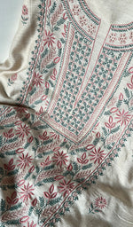 Load image into Gallery viewer, Women&#39;s Lakhnavi Handcrafted Munga Silk Chikankari Kurta And Dupatta Set - HONC0255938
