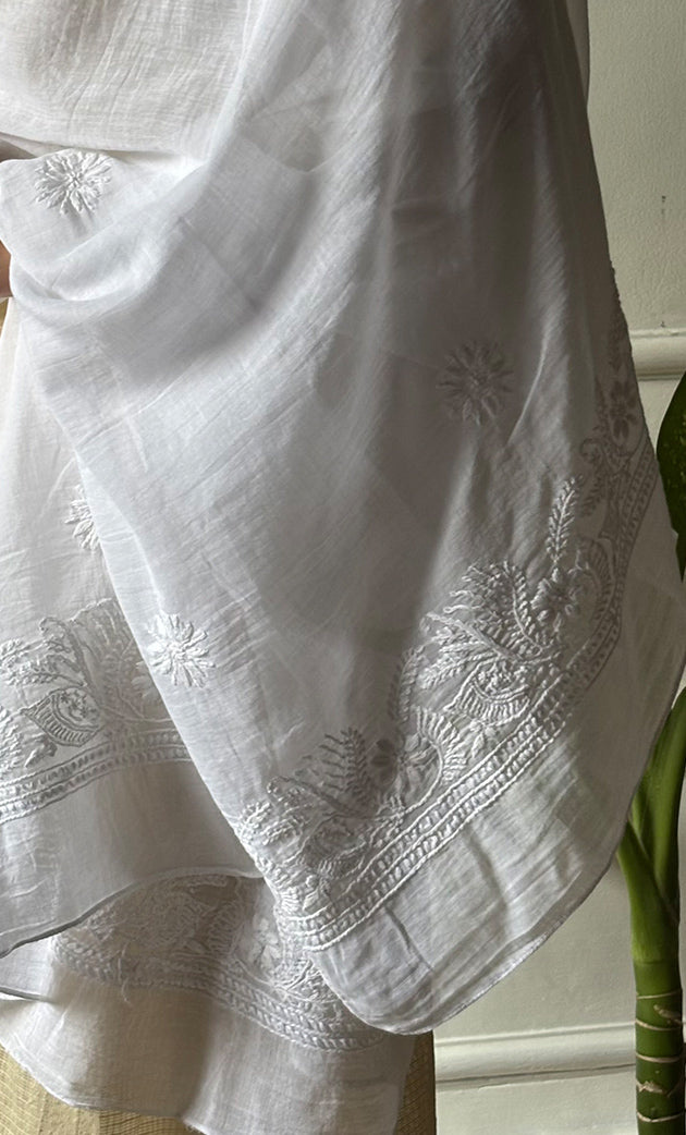 Women's Lucknowi Handcrafted Cotton Chikankari Dupatta - HONC0304008
