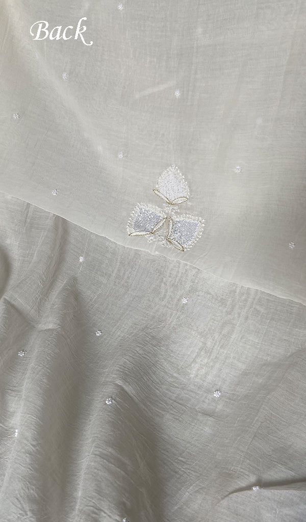 Women's Lakhnavi Handcrafted Mul Chanderi Unstitched Kurta And Dupatta Set- HONC0360371