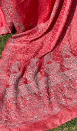 Load image into Gallery viewer, Women&#39;s Lakhnavi Handcrafted Tussar Silk Chikankari Saree - HONC0245864
