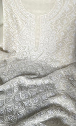 将图像加载到图库查看器中， Lucknowi Handcrafted Pure Silk Georgette Chikankari Unstitched Men&#39;s Kurta Fabric - HONC0313305
